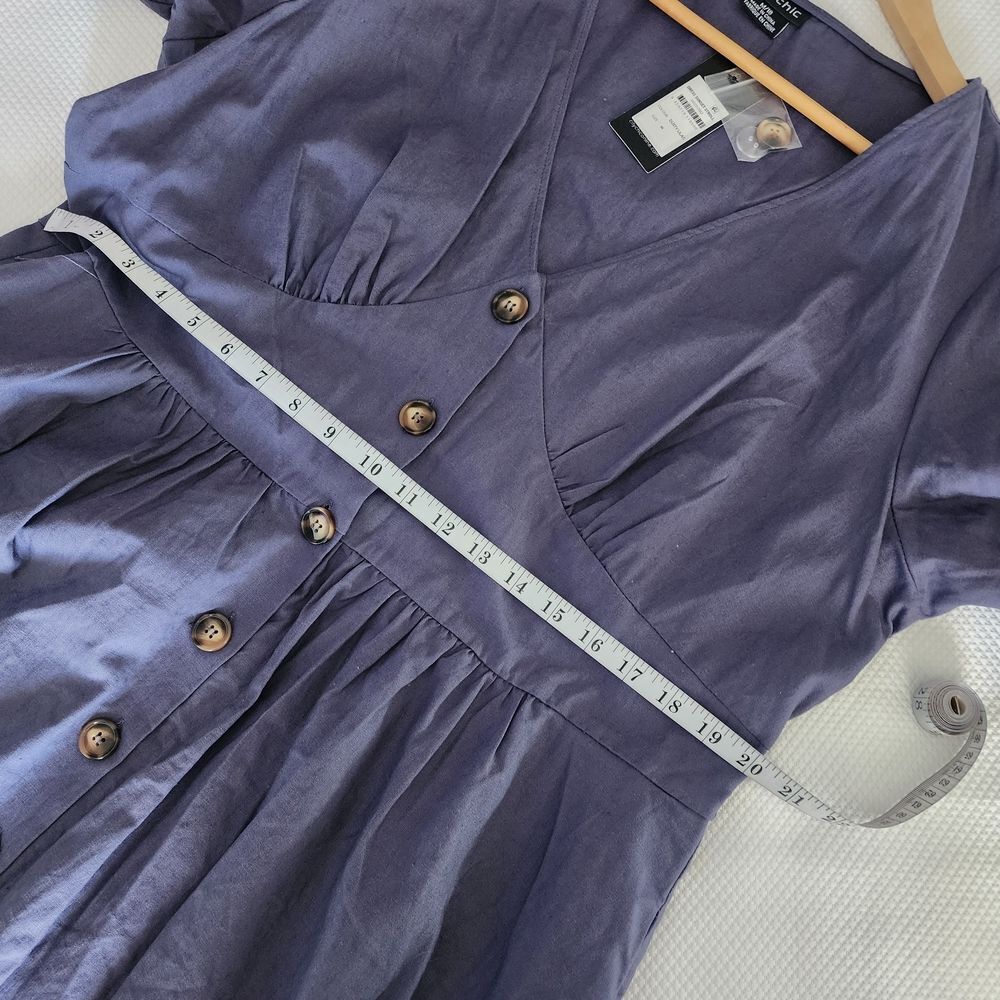 City Chic Sunset Stroll Dusty Lilac Midi Dress with Button Detail - Picture 13 of 16